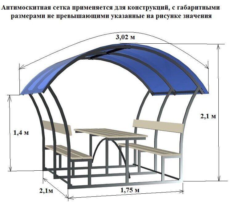 Беседки для дачи из металла и поликарбоната чертежи и размеры